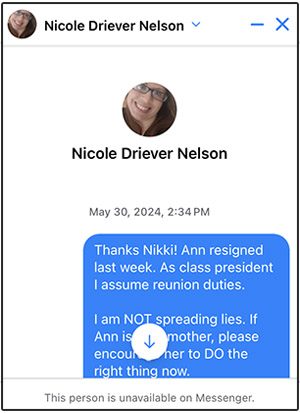 Nicole Driever Nelson family harmed by Ann Jesse Driever